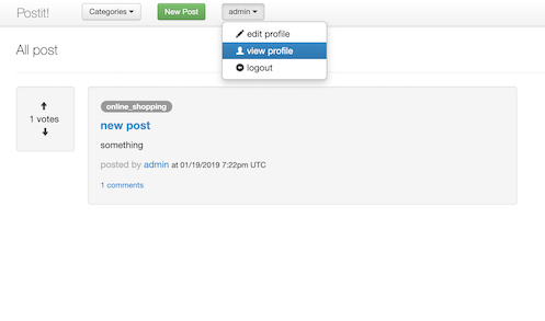 Screenshot of Postit app